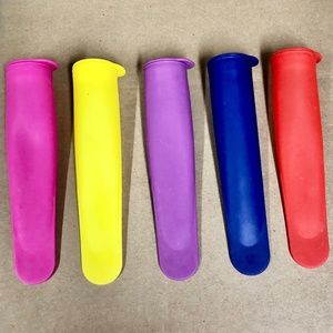 Set of 5 Silicone Ice Pop Molds, freezer pops, kid friendly, resealable lids